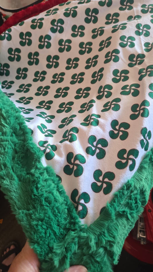 Baby Green Lauburu Minky Blanket (Ready to Ship)