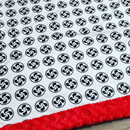 MADE TO ORDER-Round Lauburu on Red Minky Blanket