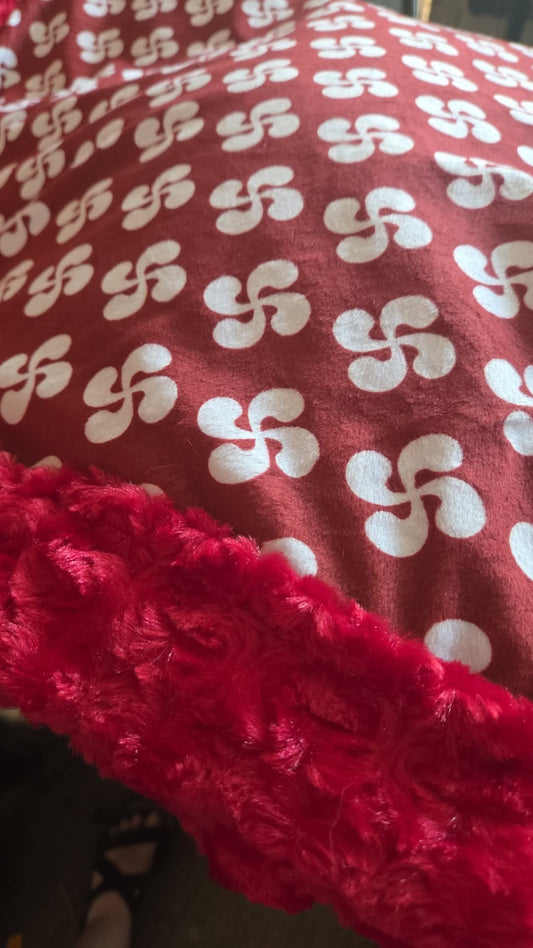 Adult Red on Red on Red Lauburu Blanket (ready to ship)
